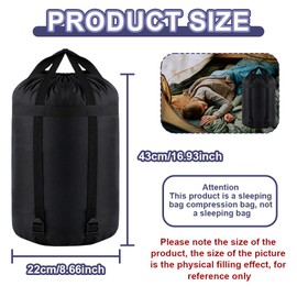 HLIWS Compression Stuff Sack for Sleeping bag, Compression Bag for Outdoor, Water Resistant Holdall Rucksack, for Outdoors, Camping, Sports, Watersports (43 * 22cm)