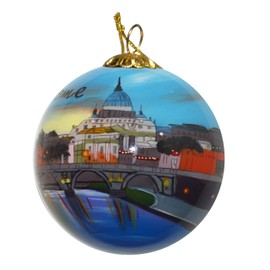 Art Studio Company Hand Painted Glass Christmas Ornament - Rome Skyline