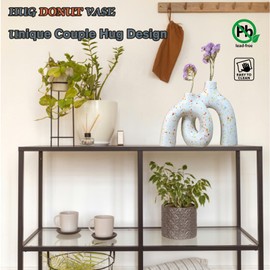 Hug Donut Decorative Vase Set,Minimalist Nordic Boho Style Vases Home Decor,Matte Ceramic Hollow Vase Decorations for Living Room Shelf, Bookshelf Mantle Entryway Table or Console Décor. (Multi)