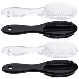 4 PCS Nail Brush for Cleaning Fingernails, Beomeen Long Handle Grip Double Sided Nail Foot Scrub Brush Fingernail Cleaner, Soft Stiff Bristles Pedicure Nail Scrubber Non-Slip for Men and Women