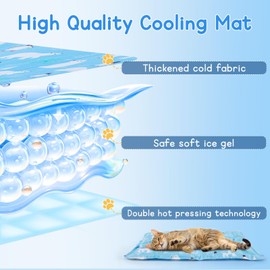 diwaite Dog Cooling Mat - Water Injection Pet Mat with Thickened Cooling Fibers, Durable & Leakproof Design for All Types of Pets, Keep Dogs and Cats Cool Outdoor & Indoor(23.6" x 19.7", Blue Polar)