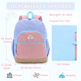 Kasqo Kids Backpack, Cute Toddler Backpack For Girls Kindergarten School Bag Primary Children's Bookbag Rucksack With Chest Buckle Blue Pink