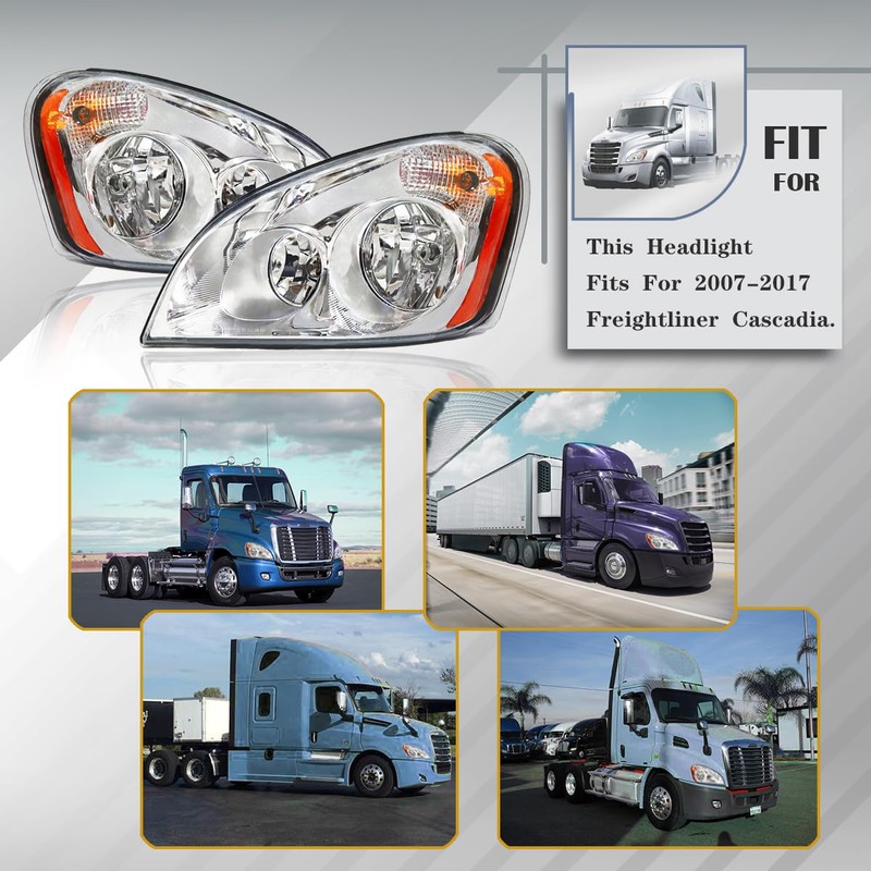 Easyinst Freightliner Headlights for Cascadia 2008-2017,Replacement Headlamp DOT and SAE