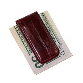 Large Size Eel Skin Magnetic Money Clip (Burgundy)