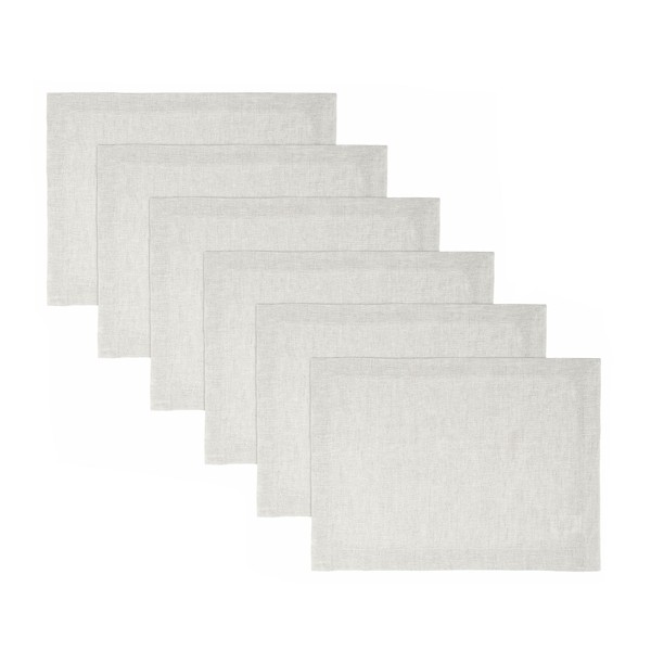 Solino Home Linen Placemats Set of 6-100% Pure Linen Light