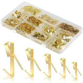 GeeRic 220 PCS Picture Hanging Kit, Heavy Duty 30 lb 50 lb 100 lb Picture Hanging Hooks, Wall Hanging Hardware Set for Photo Frames (Gold)