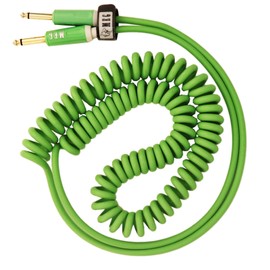 Aestivate Coiled Guitar Cable Electric Instrument Cable 10 ft Curly Instrument Cable Coil Guitar Cable Stretchable Straight to Straight Dual Straight Plugs (Green)