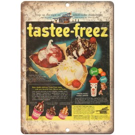 Tastee-Freez Ice Cream Vintage Print Ad 12" x 9" Reproduction Metal Sign N167