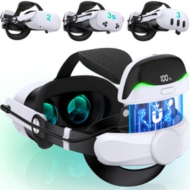 Elegamefy für Meta Quest 3/3S/2 Headstrap mit Akku, Magnetischer Akku & Digitalen Display & Verlängerte Spielzei 3-4 Stunden, Verstellbares Dual-Knob VR Headstrap