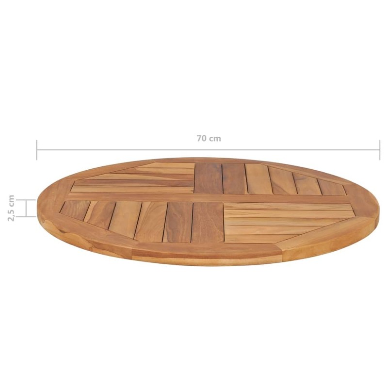 vidaXL Solid Teak Wood Round Table Top - 27.6" Diameter