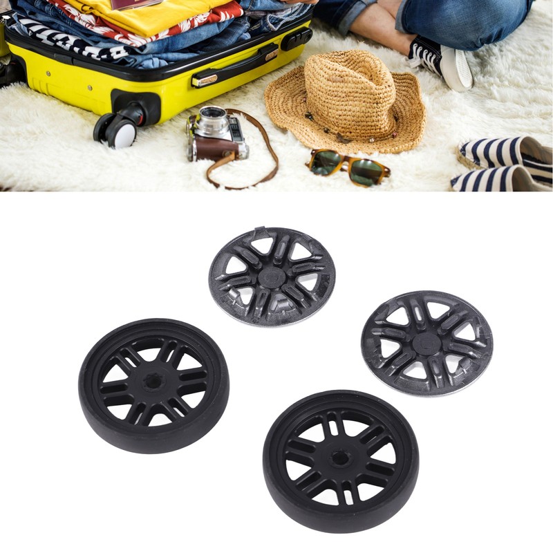4 Sets Suitcase Repair Wheels with Covers PVC Wheel Casters
