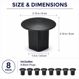 8 Pcs Baseball Base Plugs for Baseball Field, Base Anchors, Black