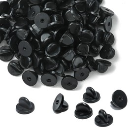 Locking Pin Backs, 100 Pcs Lapel Locking Pin Backings Rubber Butterfly Clutch Backing Black Pins Badge Back for Jewelry Making Craft