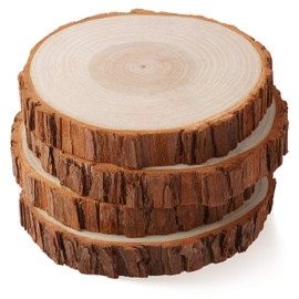 Fuyit Wooden Discs, 4 x Wood Log Discs 16–18 cm Unfinished Wooden Circles, Non-Drilled Wooden Circles without Hole for DIY Crafts, Wood Discs, Wedding Centrepieces, Christmas Decoration, Tree Disc