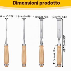 Set di 4 scalpelli per legno, scalpello per legno, strumento per legno affilato, ferro da stiro, strumenti per la lavorazione del legno, scalpello per la lavorazione del legno, strumenti per la
