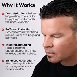 The Man Mesh Hydrogel Under Eye Patches for Men - Cooling, Hydrating & Firming Eye Masks for Dark Circles & Puffiness - Men's Anti-Aging Patches with Hyaluronic Acid, Collagen & Vitamin E. (24 Pairs)