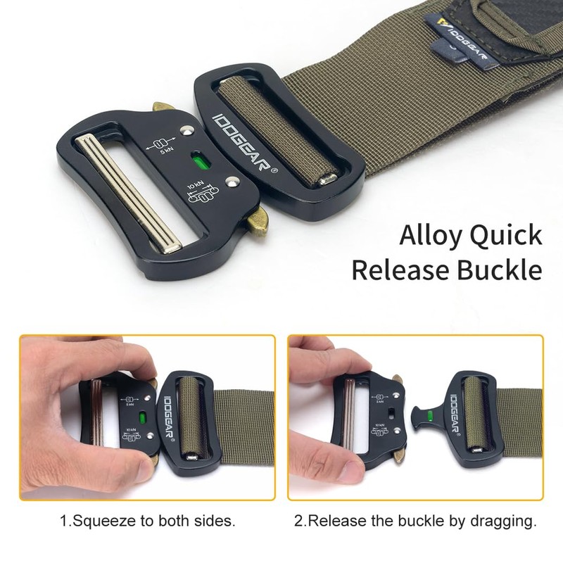IDOGEAR Tactical Belt 2 Inch Quick Release Rigger Combat Belt