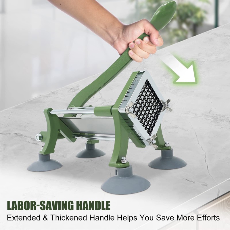 French Fry Cutter Commercial Grade Potato Slicer with Suction Feet