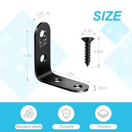 24 Pcs L Bracket Corner Brace MONKIPAER Metal Corner Bracket 90 Degree Angle Stainless Steel Bracket with 100 Pcs Screws for securing Wooden Frames Tables Chairs Bed Furniture and Other DIY ( Black )