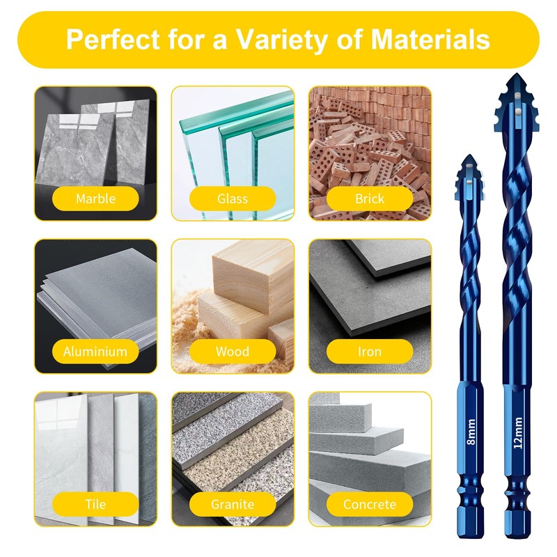 Upgraded 8 Pcs Serrated Masonry Drill Bit Set, 6-14mm (1/4