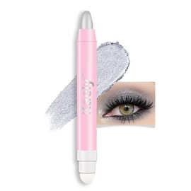 HHLTOH Kaely Silver Shimmer Cream Eye Shadow Brightener Sticks for Eyes Waterproof Pigmented, Double Ended Cream Eyeshadow Stick Pencil Pen with Applicator, Eye Shadow Palette Highlighter Makeup
