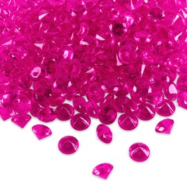 Super Z Outlet Fuchsia Acrylic Round Diamond Crystals Treasure Gems for Table Scatters, Vase Fillers, Event, Wedding, Birthday Decoration Favor, Arts & Crafts (1 Pound, 240 Pieces)