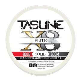 Tasline Elite White Pure Spectra - Hilo de pesca trenzado de alta potencia (8 hebras, 8 hebras, 600 m)