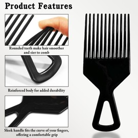Black Afro Hair Pick Comb – Set of 3 – Strong, Wide Tooth Comb for Styling and Detangling, for Men & Women