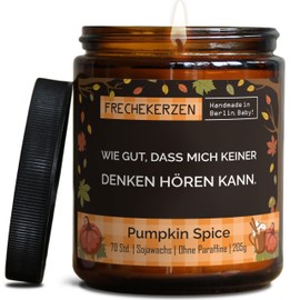 Lustige Duftkerze mit asozialem Spruch | Handgemacht aus Sojawachs | In Geschenkbox | Gast Geschenk Freundschaft Kumpel Papa Partner Schwester BFF Deko schlechte Laune |Pumpkin Spice
