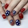 4th of July Press on Nails Short Square Fake Nails