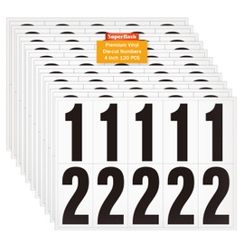 4 inch Adhesive Numbers for Mailbox, Vinyl Reflective Mailbox Number Stickers, 120 Pcs Self Adhesive Number Decals, Pre Spaced Number Signs, for Outside, House, Trash Cans Decal , Cars, Door (Black/White)