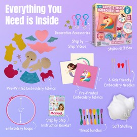 2 en 1 punto de cruz, kit de bordado para niños