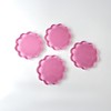 Scalloped Acrylic Coasters with Circular Holder - 4 Pack (Pink)