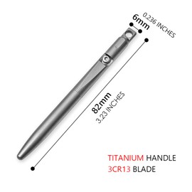 Tenchilon T32 Mini Keychain EDC Utility Knife, 3.2 inch Cylinde Titanium Handle with 2 Extra replaceable Blade, Used for Opening letters,Packages and Boxes