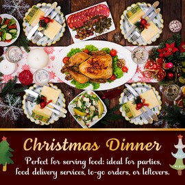 Confettiville Christmas Paper Plates, 50-Count Disposable Christmas Dinner Plates, Scalloped Gold, Party Supplies, Hand Drawn Christmas Trees