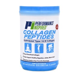 PERFORMANCE INSPIRED Nutrition Hydrolyzed Collagen Peptides Powder – 18g Protein – Type I & III Collagen – Joint, Skin, Nails & Digestive Support – All Natural – Unflavored
