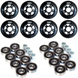 Switch Roller Blade Wheels 80 mm 85A with ABEC 9 Inline Skate Wheels Black Pack of 8