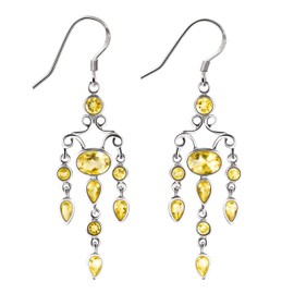 Franki Baker Citrine Gemstone & Sterling Silver Chandelier Drop Earrings