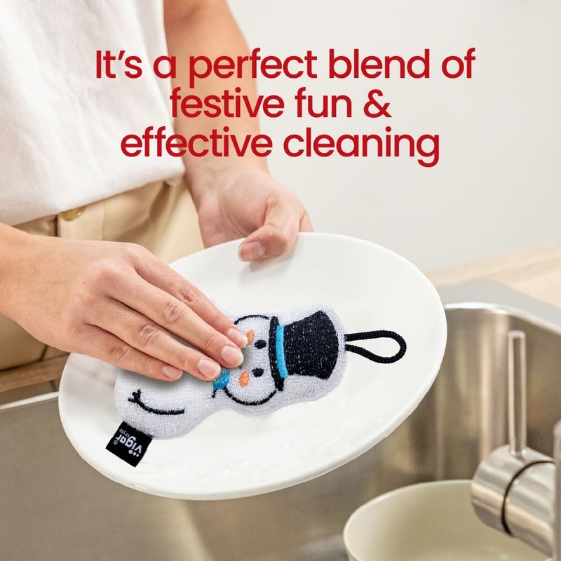 Vigar Frosty The Snowman Scrubber Sponge – 3 Pack, Festive