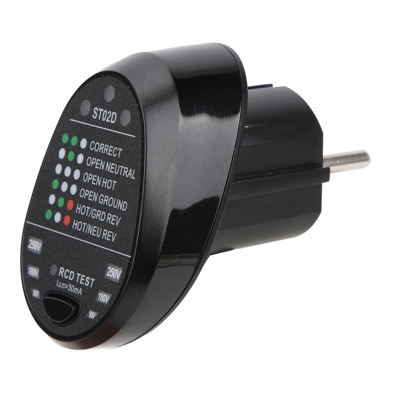 ST02D Electric Socket Tester Circuit Polarity Detector Mains Fault Checker