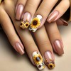 Press on Nails Medium Sunflower Pattern False Nails Artificial Full
