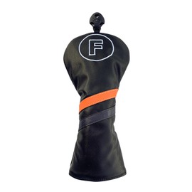 Golf Headcovers Utility Fairway Wood Driver 460cc 440cc FW UT Waterproof Single Piece Set Solid Dark (Orange Line) (Black, 1 FW)