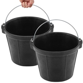 Sadnyy 2 Pcs Rubber Feeder Bucket, 8 Quart 2 Gallon Rubber Horse Feed Bucket with Handle Large Utility Horse Feed Pan Dog Bowl Horse Feeder for Goats Horses Animal Feeding, 10.6 x 8.6 Inches