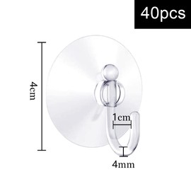 JPGhaha Suction Cup with Hooks, 40 Pieces, Diameter 40 mm, Suction Cup, Transparent, Max 2 kg, Suction Cup, No Drilling, with Hooks, Ideal for Christmas, Birthday, Parties and Weddings