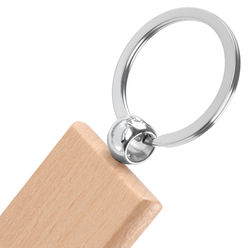 NINGWAAN Rectangle Wood Keychain Blanks, 60 Pieces, Unfinished Wooden Key