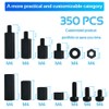 COMRUN 350PCS M2 Black Male Female Nylon Hex Spacer Standoff