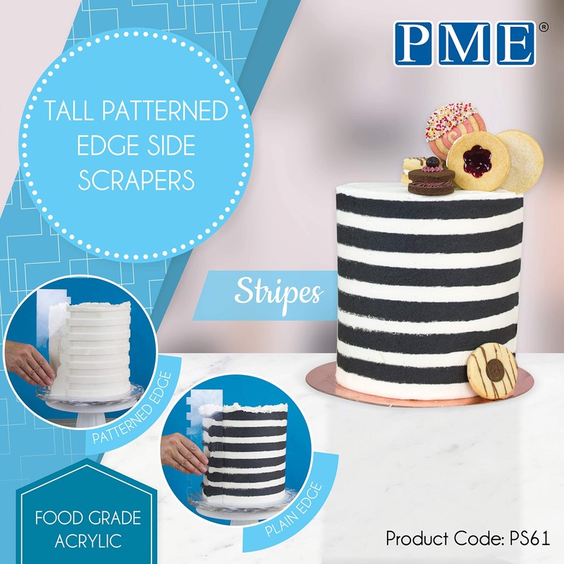 PME Carolines Patterned Acrylic Stripes Side Scrapers, 255 mm Size