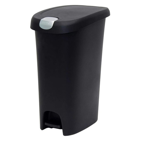Hefty 12.3 Gal. Step-On Waste Can with Locking Lid - Black