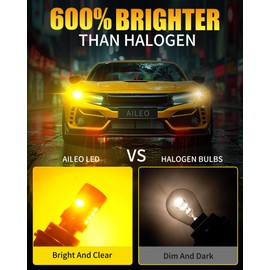AILEO 3156 3157 LED Bulb Amber 3000K,28W 4800LM 600% Brighter,Anti Hyper Flash&CANBUS Error Free,Cooling Fan,3057 4157 Ideal for Front Rear Turn Signal Light,Standard Socket,Not CK,2-Pack