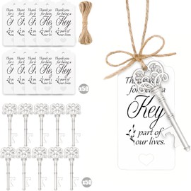 50 Sets Key Bottle Opener Bridal Shower Favors for Guests, Party Thank you Gifts Bulk for Wedding, Anniversary, Birthday (Silver)